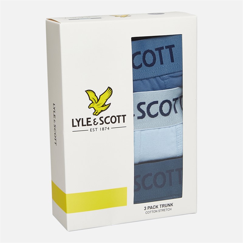 Lyle And Scott Vintage Mens Barclay Three Pack Boxer Trunks Blue Horizon/Chambray Blue/Dark Denim