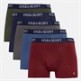 Lyle And Scott Vintage Mens Miller Five Pack Boxer Trunks Peacoat/Ruby Wine/Granite Grey/Blue Horizon/Beetle