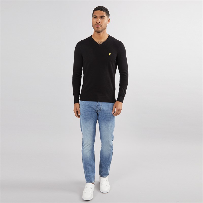Lyle And Scott Vintage Mens V-Neck Jumper Z865 Jet Black