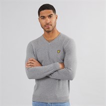 Lyle And Scott Vintage Mens V-Neck Jumper T28 Mid Grey Marl