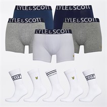 Lyle And Scott Vintage Mens Tweed Ten Pack Underwear And Socks Gift Set Peacoat/Grey Marl/Light Grey Marl/Dark Denim/Bright White