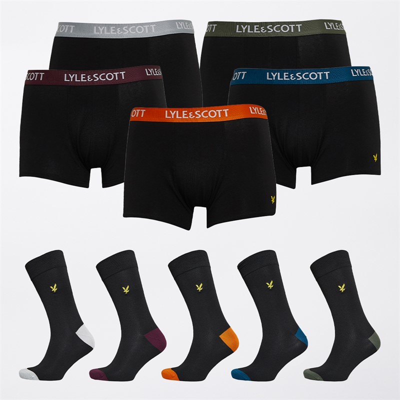 Lyle And Scott Vintage Mens Booker Ten Pack Boxers And Socks Gift Set Black/Multi