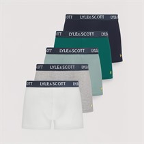 Lyle And Scott Vintage Herren Miller Fünferpack Trunks Dunkel Olive / Schwarz / Helles Weiss / Marineblau / Grau Meliert