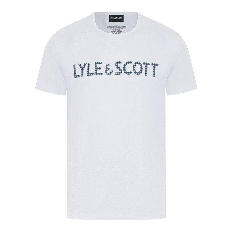 Lyle And Scott Vintage Herren Holden T Shirt Und Karierte Lounge Hose Set Bright White/Blue Check