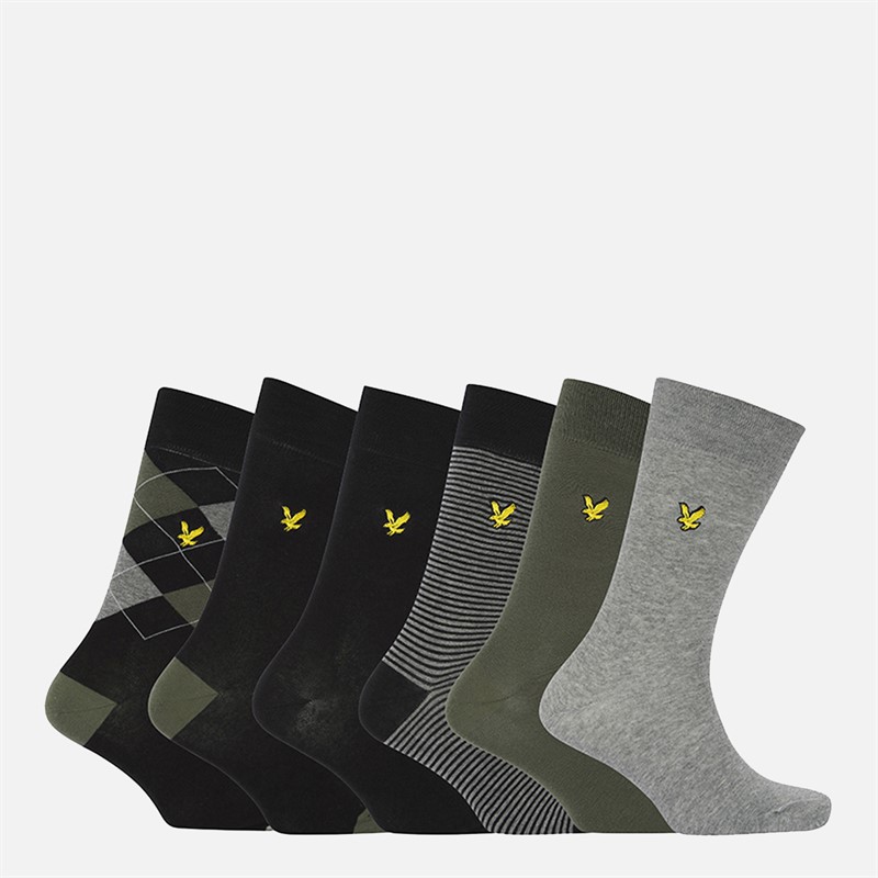 Lyle And Scott Vintage Herren Timothy Sechserpack Socken Mit Geschenkbox Schwarz/Beetle/Argyle/Stripe/Grey Marl/Schwarz