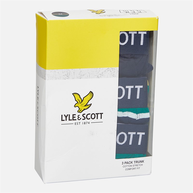 Lyle And Scott Vintage Herren Ethan Drei Pack Slips Erbsengrün/Gemischter Streifen/Kadmiumgrün