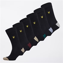 Lyle And Scott Vintage Chaussettes Bronson Six Pack Homme avec boîte cadeau Noir