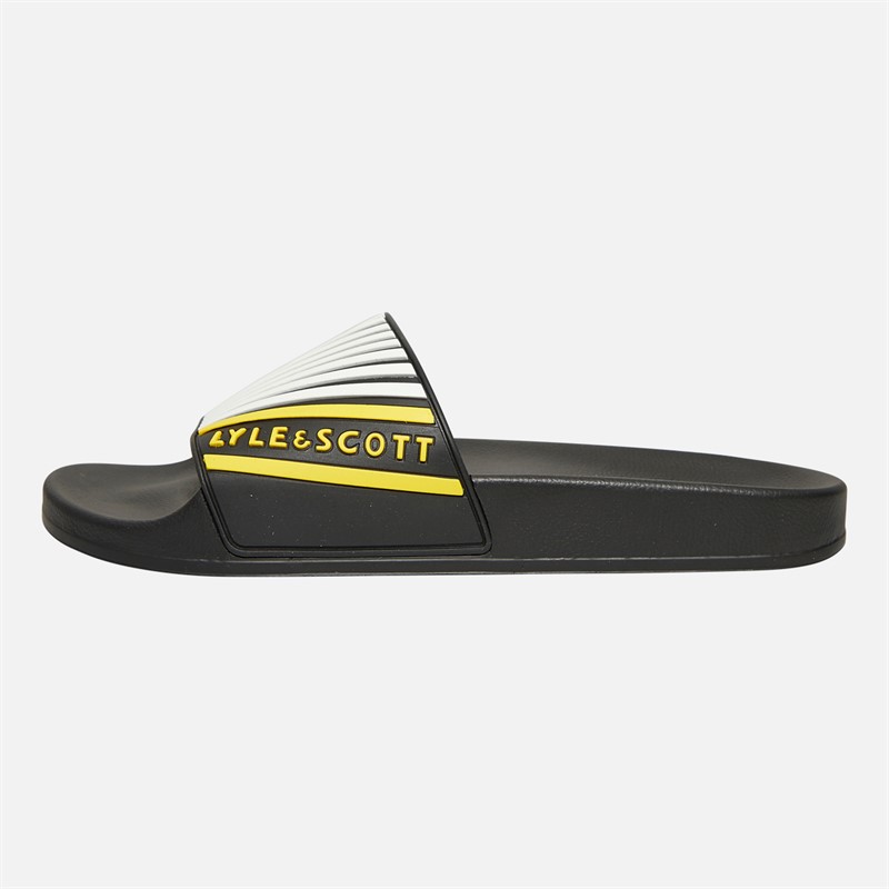 Lyle And Scott Vintage Mens Sanna Sliders X119 Jet Black/Gold/White