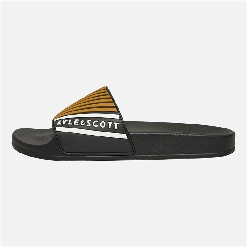 Lyle And Scott Vintage Mens Sanna Sliders X122 Jet Black/White/Yellow
