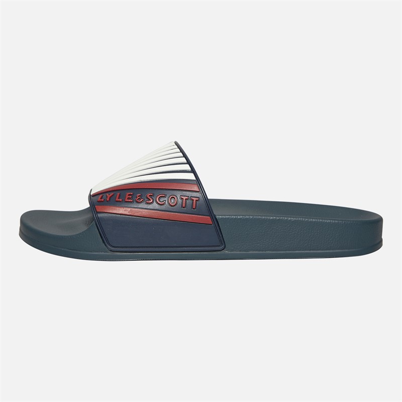 Lyle And Scott Vintage Mens Sanna Sliders X121 Light Navy/White/Tunnel Red