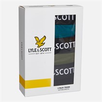 Lyle And Scott Vintage Mens Devon Three Pack Boxer Trunks Deep Lagoon/Beetle/Black