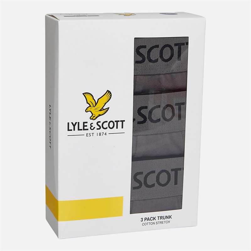 Lyle And Scott Vintage Mens Willoughby Three Pack Boxer Trunks Granite Grey
