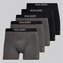 Lyle And Scott Vintage Mens Henrick Five Pack Boxer Trunks Granite Grey/Black