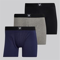 Lyle And Scott Vintage Mens Jagger Three Pack Boxer Trunks Black/Grey Marl/Peacoat