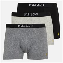 Lyle And Scott Vintage Mens Devon Three Pack Boxer Trunks Antique White Marl/Grey Marl/Black