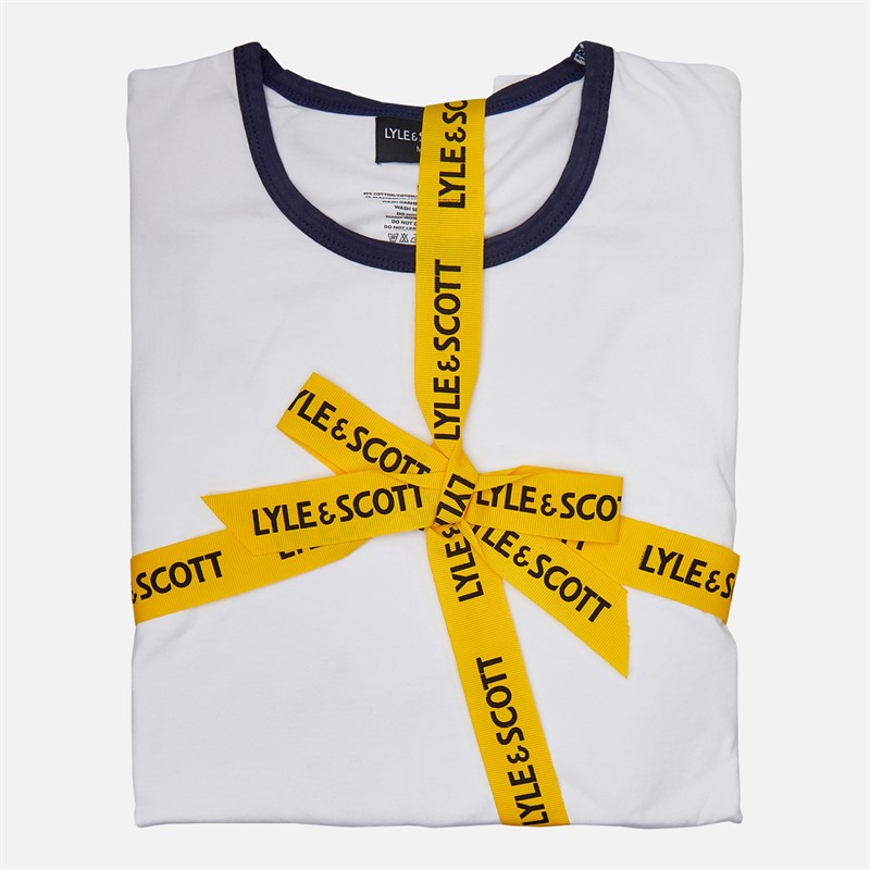 Lyle And Scott Vintage Heren Zephaniah T-shirt en korte broek lounge set Bright White/Peacoat