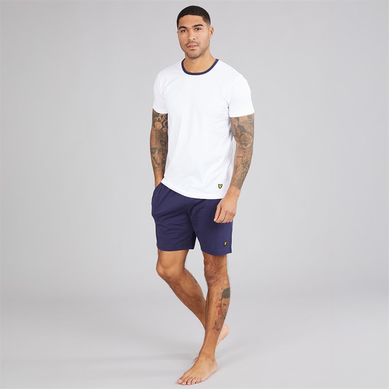 Lyle And Scott Vintage Herren Zephaniah T Shirt Und Shorts Lounge Set Bright White/Peacoat