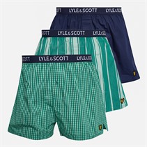 Lyle And Scott Vintage Herren Lenny 3er-Pack Boxershorts Cadmium Grün/Jade Streifen/Marineblau/Cadmium Grün Vichy Cadmium Green & Jade Stripe/Peacoat/Cadmium Green Gingham