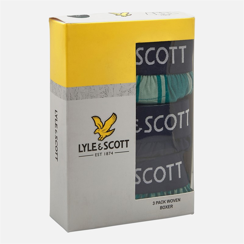 Lyle And Scott Vintage Herren Lenny 3er-Pack Boxershorts Cadmium Grün/Jade Streifen/Marineblau/Cadmium Grün Vichy Cadmium Green & Jade Stripe/Peacoat/Cadmium Green Gingham
