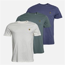 Lyle And Scott Vintage Mens Three Pack Lightweight T-Shirts Chalk/Cool Indigo/Green Mercurial