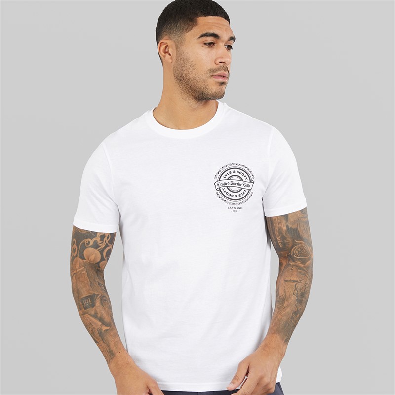 Lyle And Scott Vintage Mens Crafted For The Bold Graphic T-Shirt White