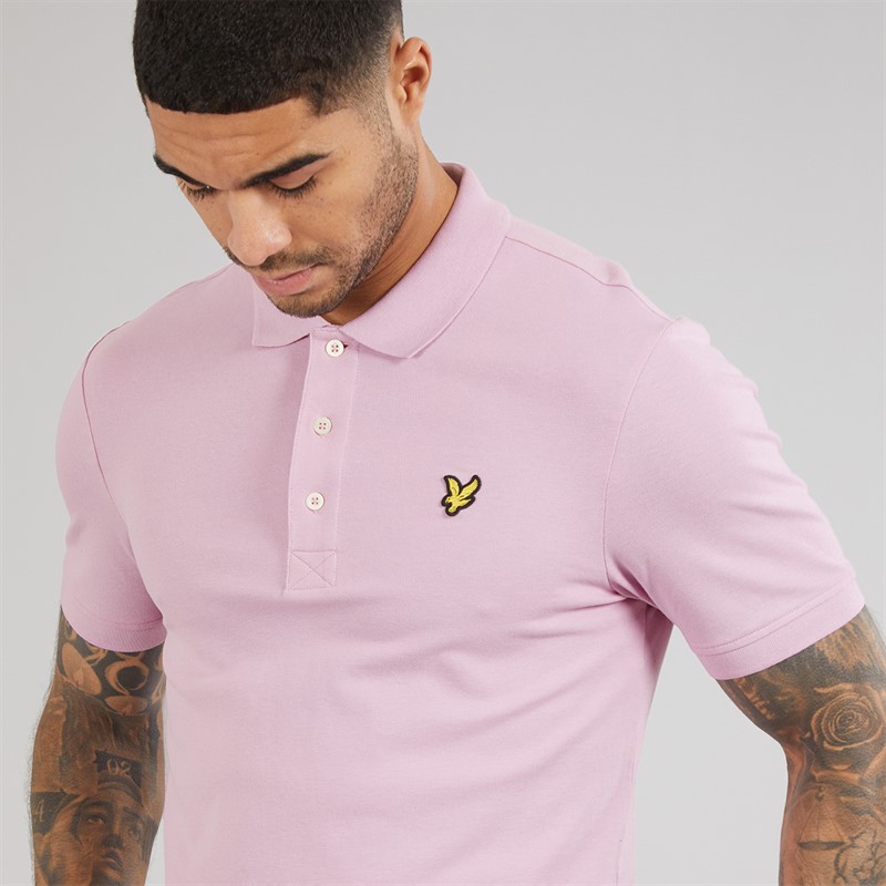 Lyle And Scott Vintage Mens Plain Polo Shirt Pink Light