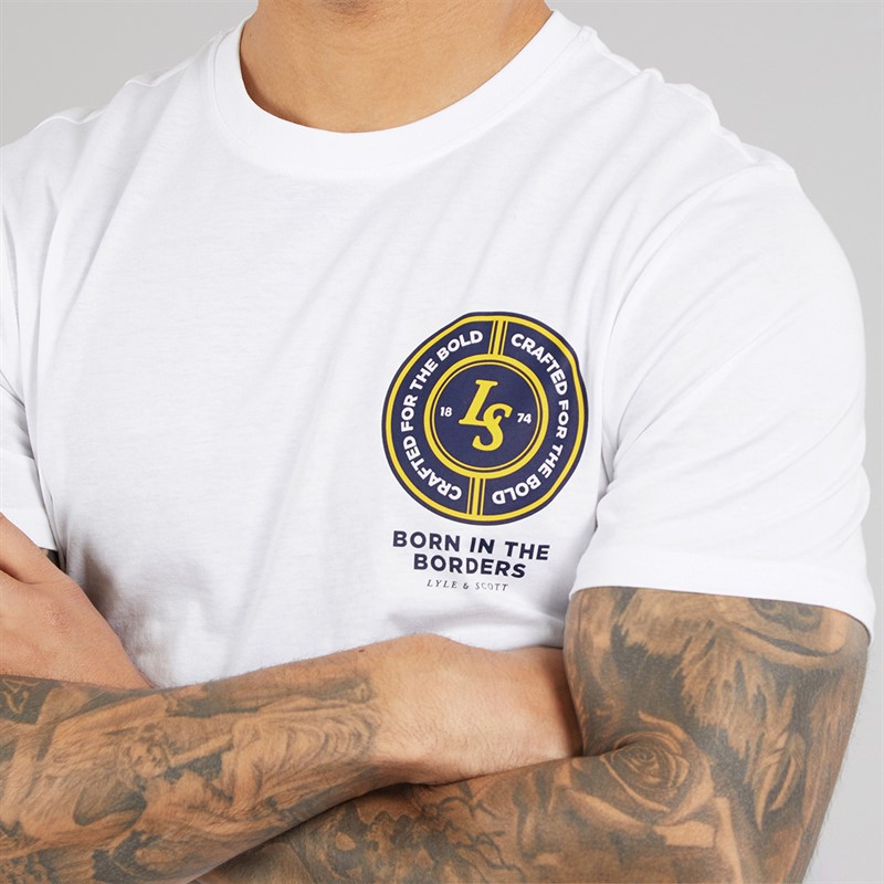 Lyle And Scott Vintage Mens Made In The Borders Graphic T-Shirt White