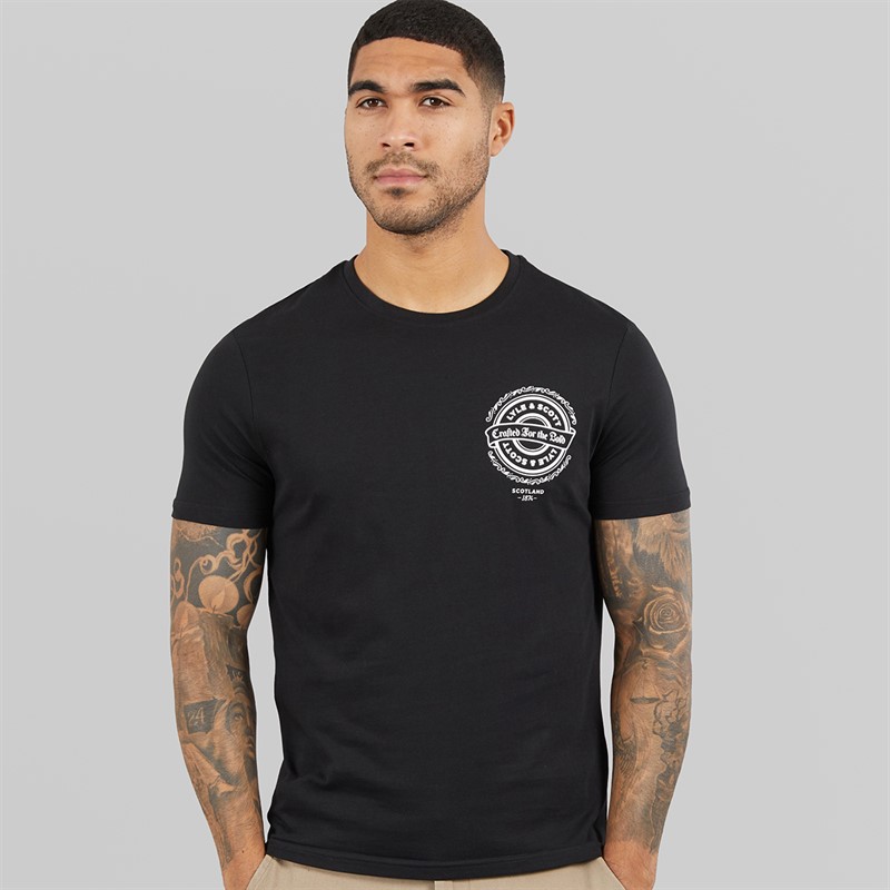Lyle And Scott Vintage Mens Crafted For The Bold Graphic T-Shirt Jet Black