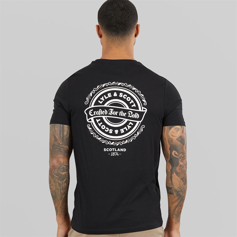 Lyle And Scott Vintage Mens Crafted For The Bold Graphic T-Shirt Jet Black