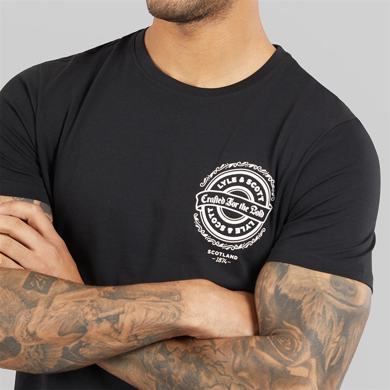 Lyle And Scott Vintage Mens Crafted For The Bold Graphic T-Shirt Jet Black