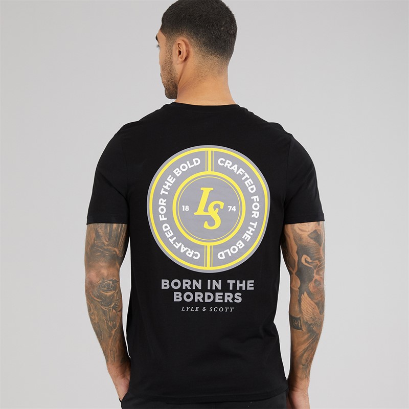 Lyle And Scott Vintage Mens Made In The Borders Graphic T-Shirt Jet Black