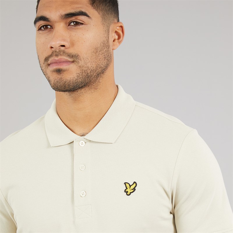 Lyle And Scott Vintage Mens Plain Polo Shirt Grey Taupe