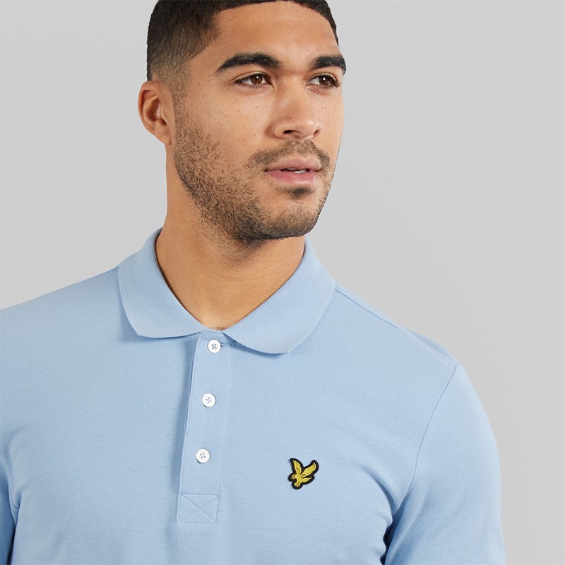 Lyle And Scott Vintage Mens Plain Polo Shirt Light Blue