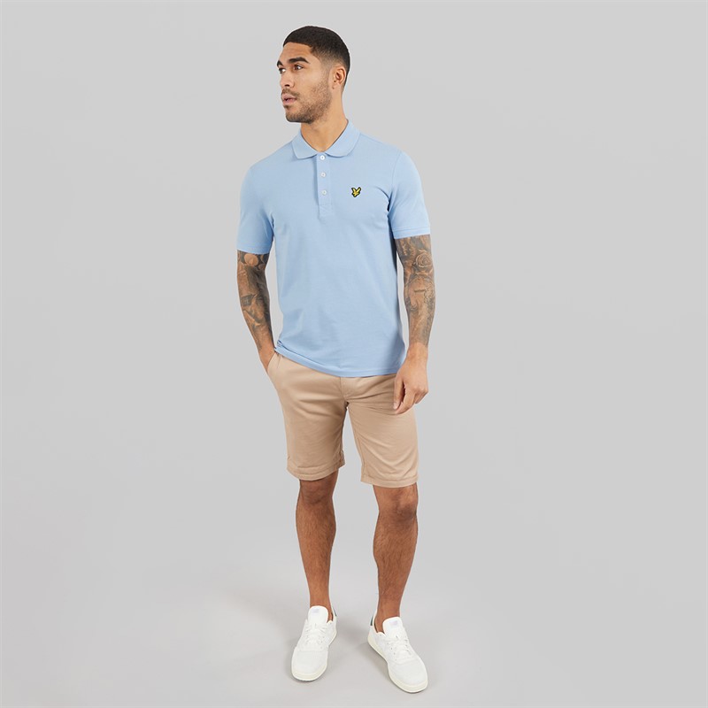 Lyle And Scott Vintage Mens Plain Polo Shirt Light Blue