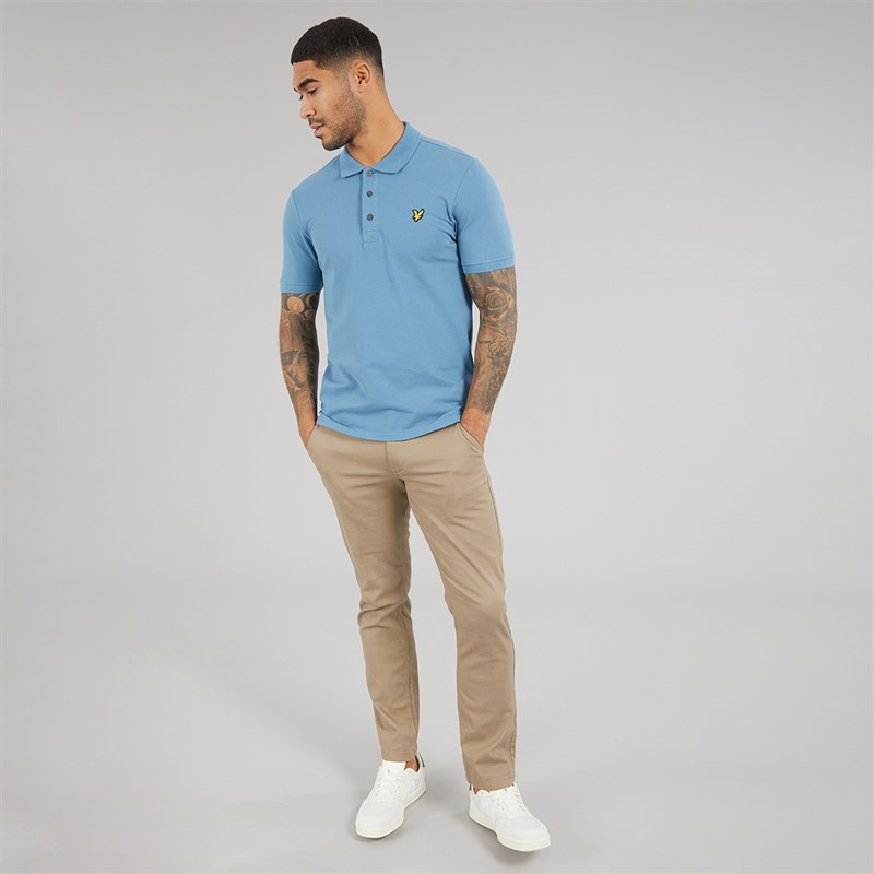 Lyle And Scott Vintage Mens Plain Polo Shirt Ocean Sky