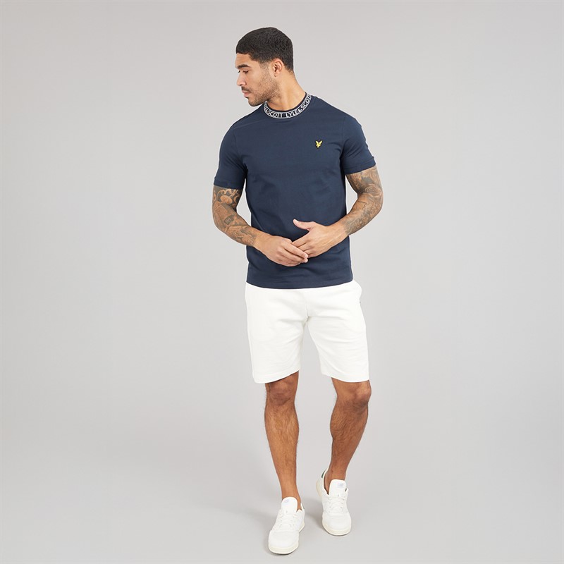 Lyle And Scott Vintage T-shirt z z logo i ściągaczem dla niego kolor Y070 Dark Navy/Bone White