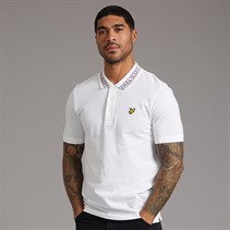 Lyle And Scott Vintage Heren Logo Geribbelde Polo Shirt Y069 White/Port