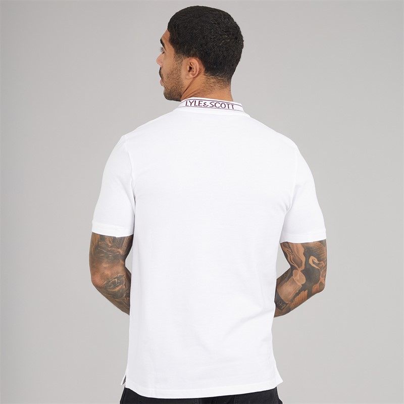 Lyle And Scott Vintage koszulka polo koszulka z prążkowaną dzianiną i z logo dla niego kolor Y069 White/Port