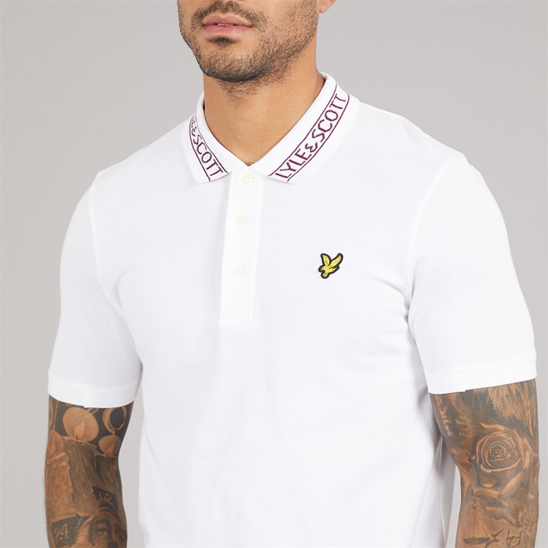 Lyle And Scott Vintage koszulka polo koszulka z prążkowaną dzianiną i z logo dla niego kolor Y069 White/Port