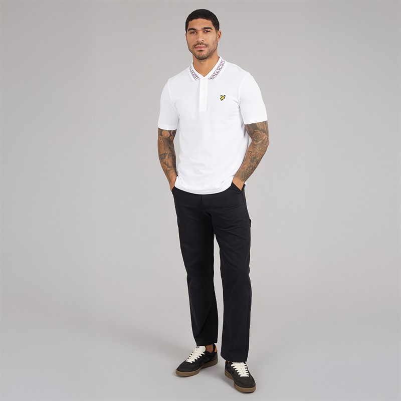Lyle And Scott Vintage koszulka polo koszulka z prążkowaną dzianiną i z logo dla niego kolor Y069 White/Port