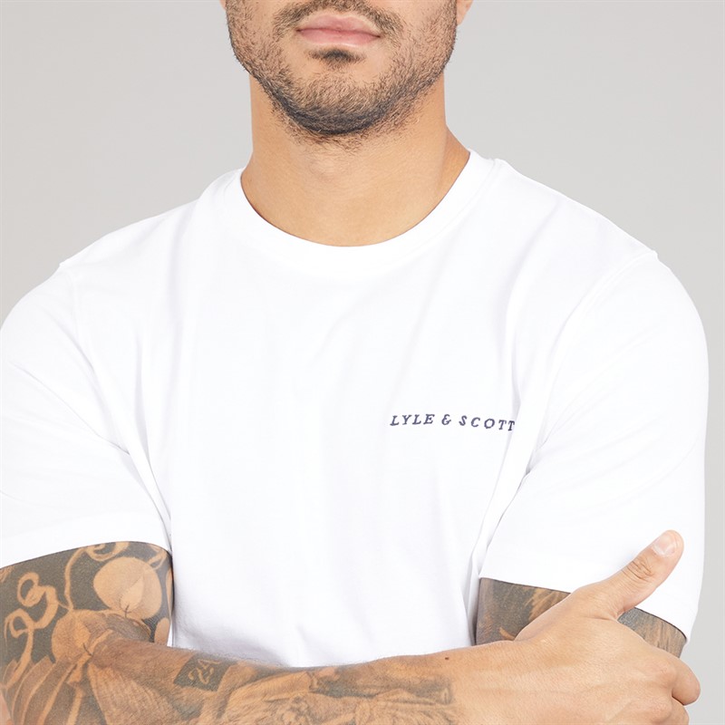Lyle And Scott Vintage T-shirt z napisem dla niego kolor 626 White