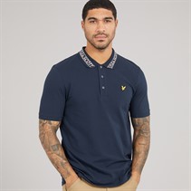 Lyle And Scott Vintage Heren Logo Geribbelde Polo Shirt Y070 Dark Navy/Bone White