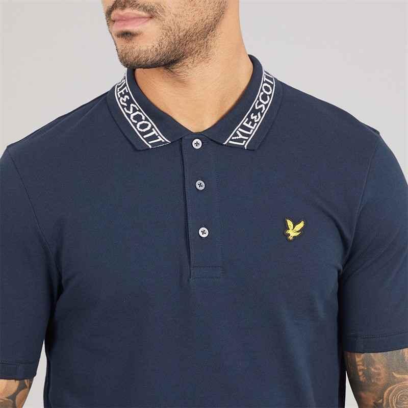 Lyle And Scott Vintage koszulka polo z z logo dla niego kolor Y070 Dark Navy/Bone White