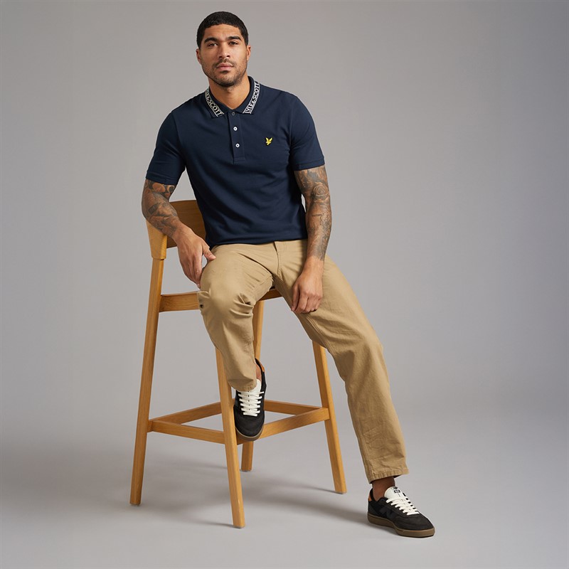 Lyle And Scott Vintage koszulka polo z z logo dla niego kolor Y070 Dark Navy/Bone White