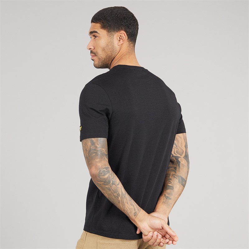 Lyle And Scott Vintage Sportowy T-shirt z grafiką nawiązującą do ostu dla niego kolor X779 Jet Black/Now Blue