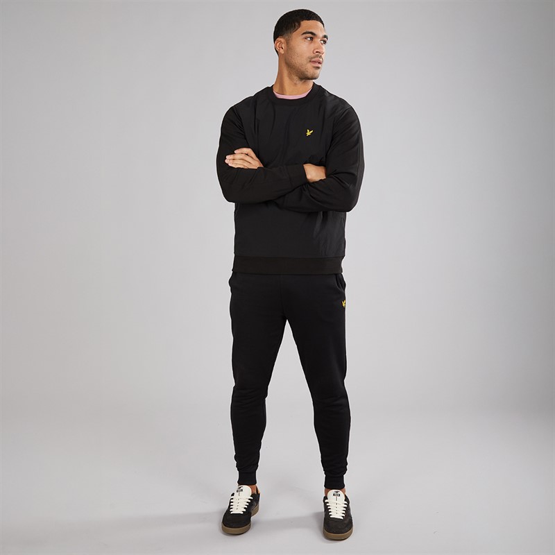 Lyle And Scott Vintage Herre Halv Raglan Hybrid Sweatshirt Z865 Jet Black
