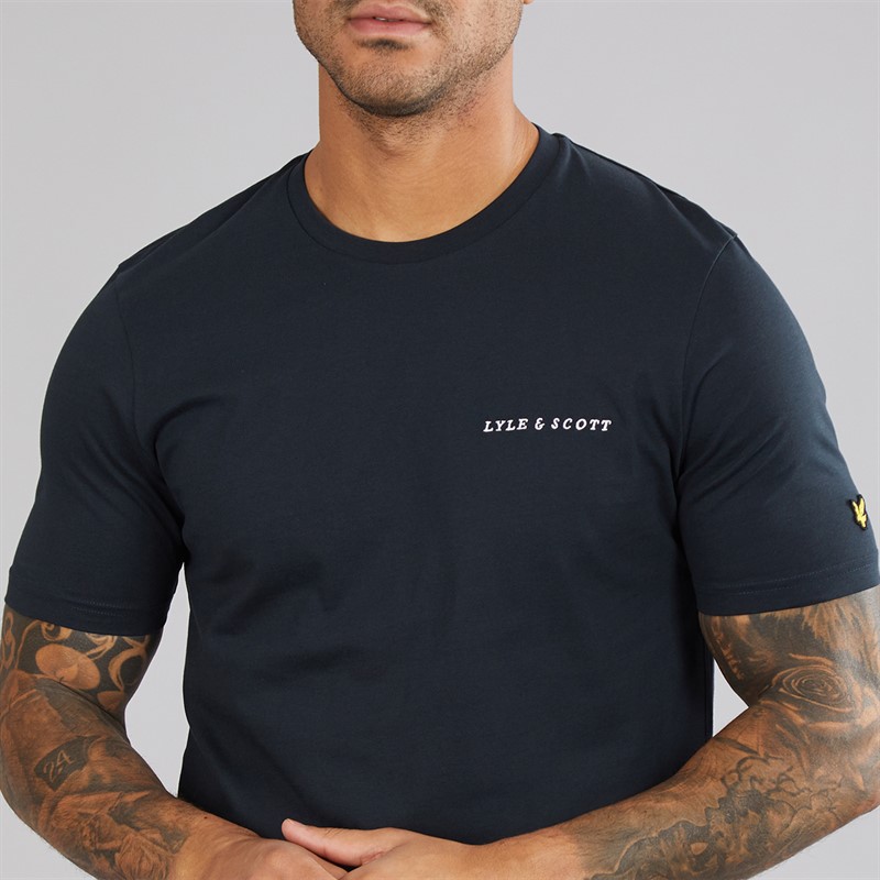 Lyle And Scott Vintage T-shirt z haftem W403 granatowy/biały dla niego kolor W403 Dark Navy/ White
