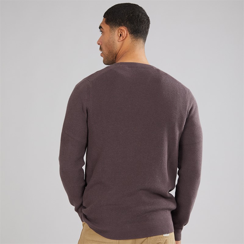 Lyle And Scott Vintage Mens Engineered Rib Crew Neck Jumper Espresso