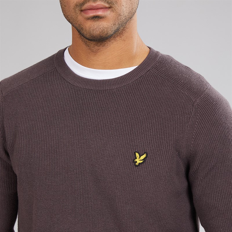 Lyle And Scott Vintage Mens Engineered Rib Crew Neck Jumper Espresso