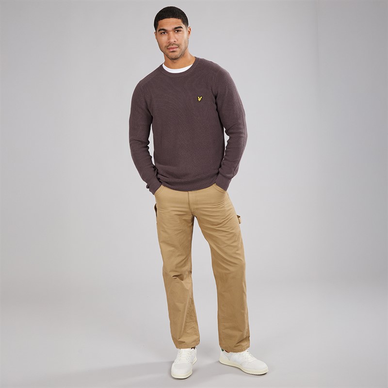 Lyle And Scott Vintage Mens Engineered Rib Crew Neck Jumper Espresso